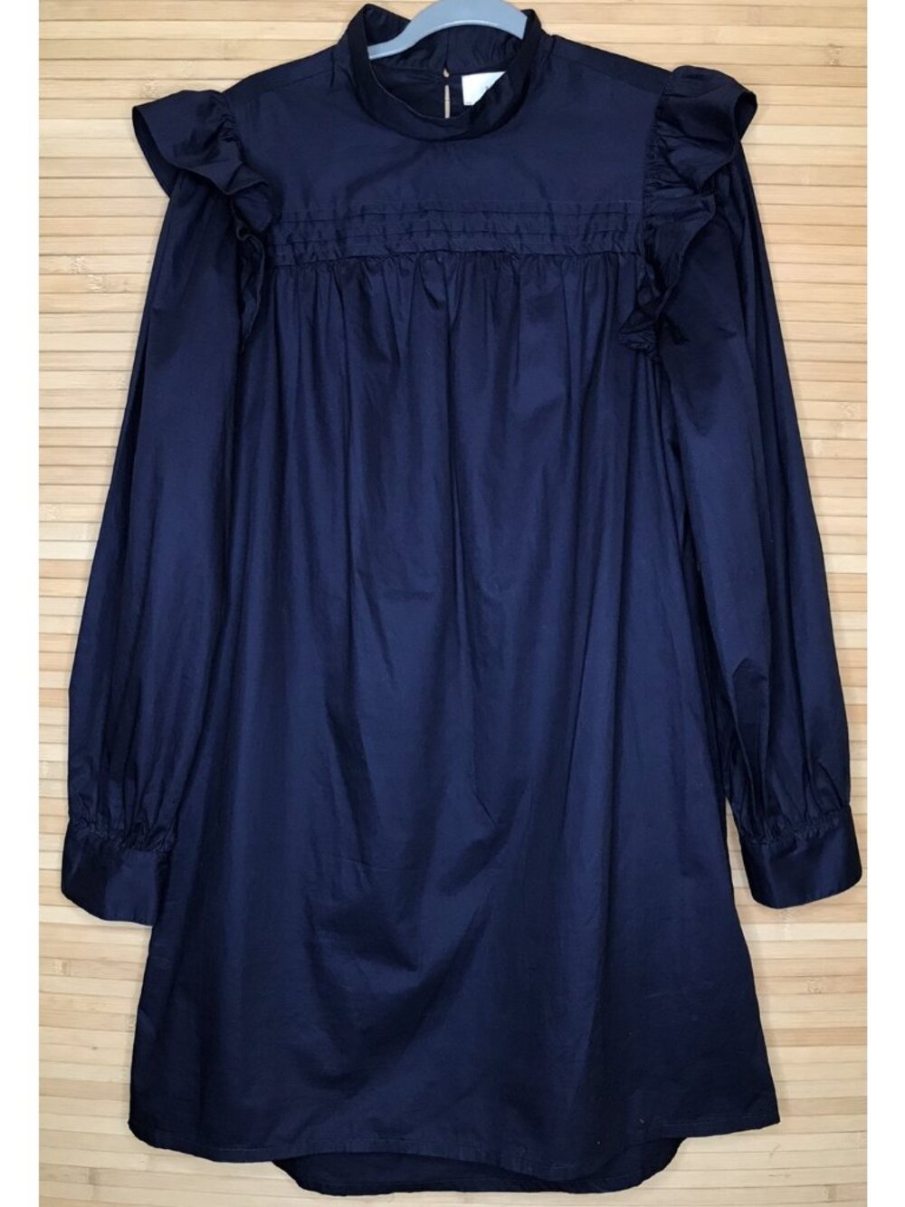 Xirena Blue Mini Nyla Dress Khaki sz Large L Long Sleeve Ruffle Boho